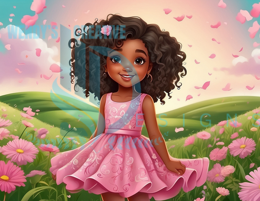 African American Little Girl In Pink