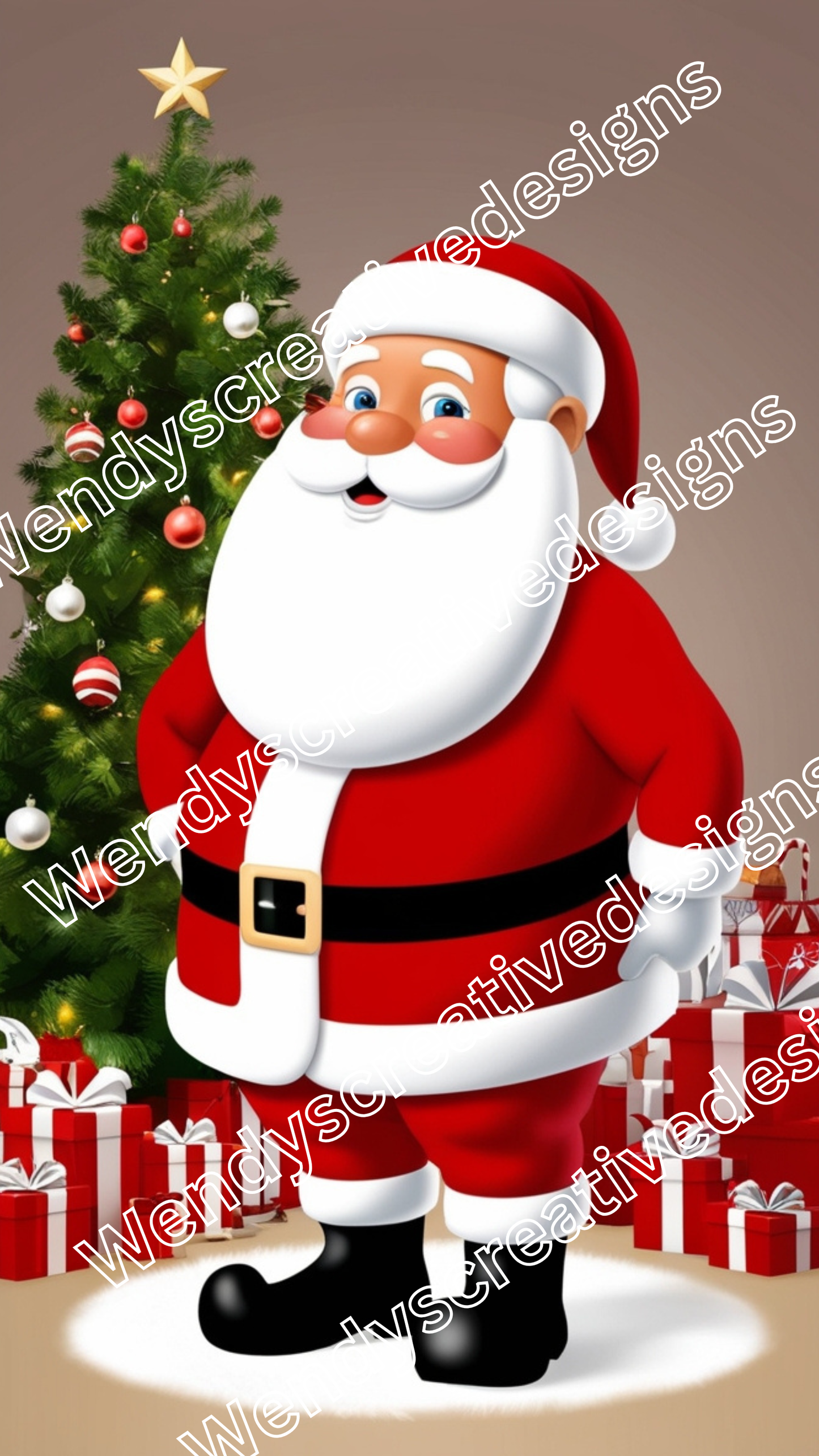 Santa With Red And White Gifts