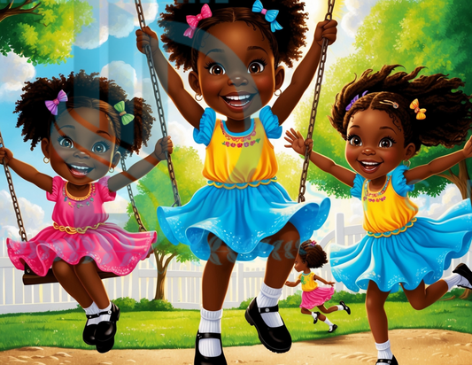 3 African American Kids playing